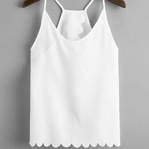 White Scalloped Tank